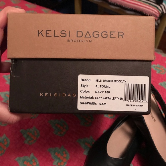 Navy leather sling back’s used with box. - Picture 6 of 8